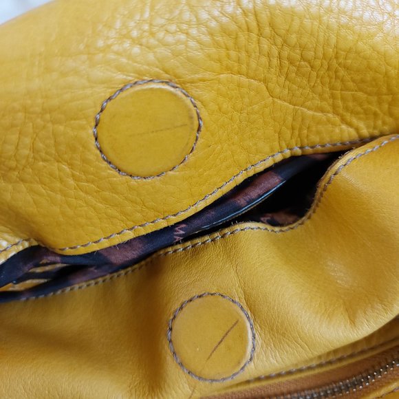 B. Markowsky Women's Mustard Yellow Leather Satchel - Picture 6 of 14